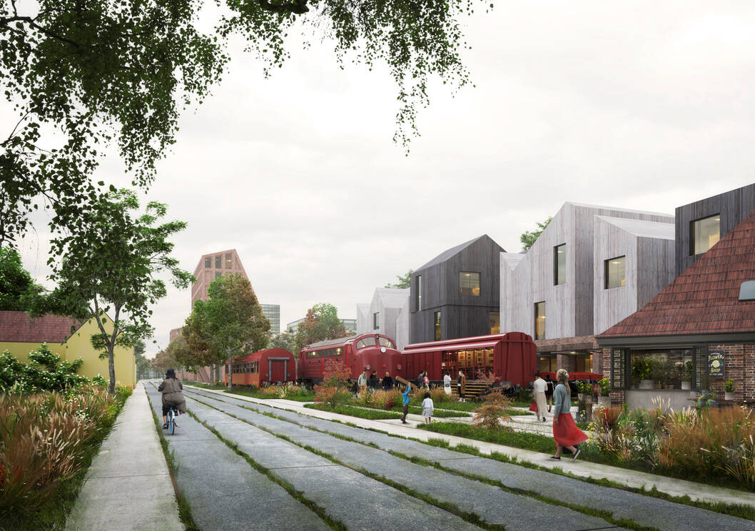 cobe jernbanebyen entrance render cobe jernbanebyen entrance render