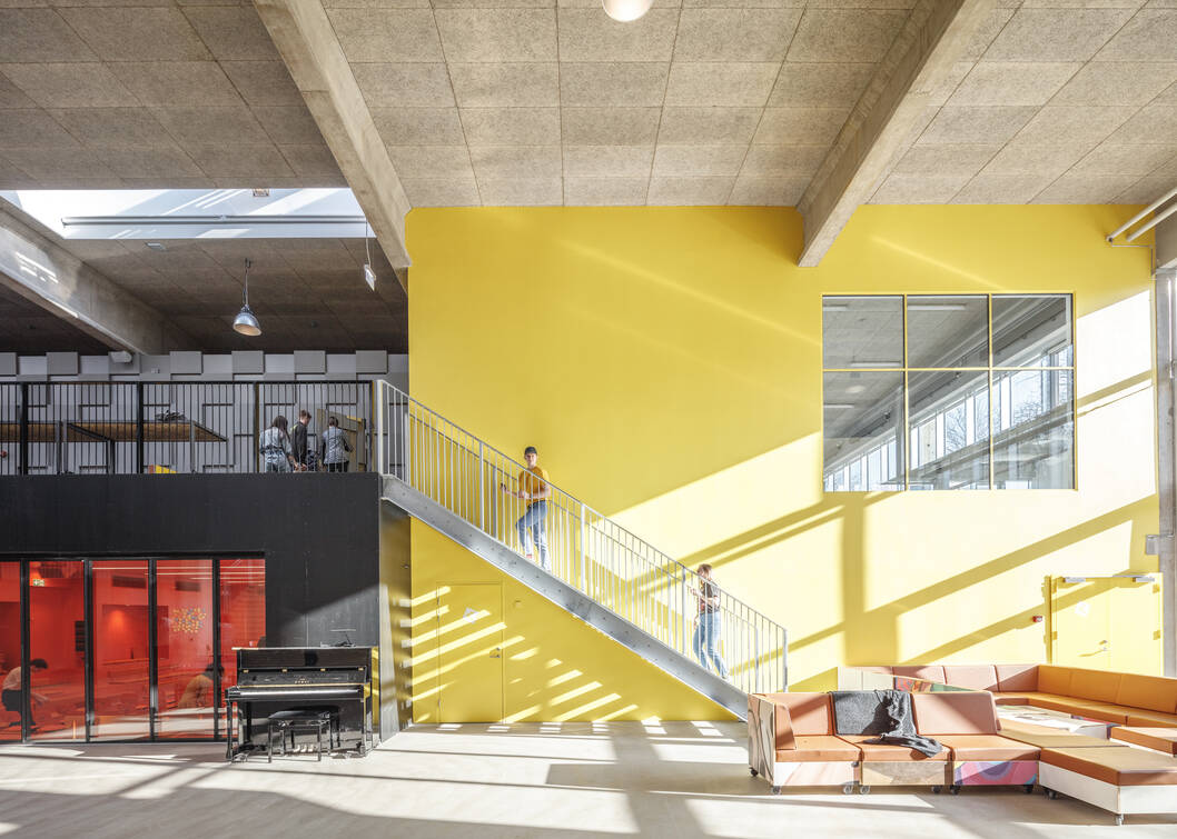 cobe roskilde festival hojskole interior yellow cobe roskilde festival hojskole interior yellow