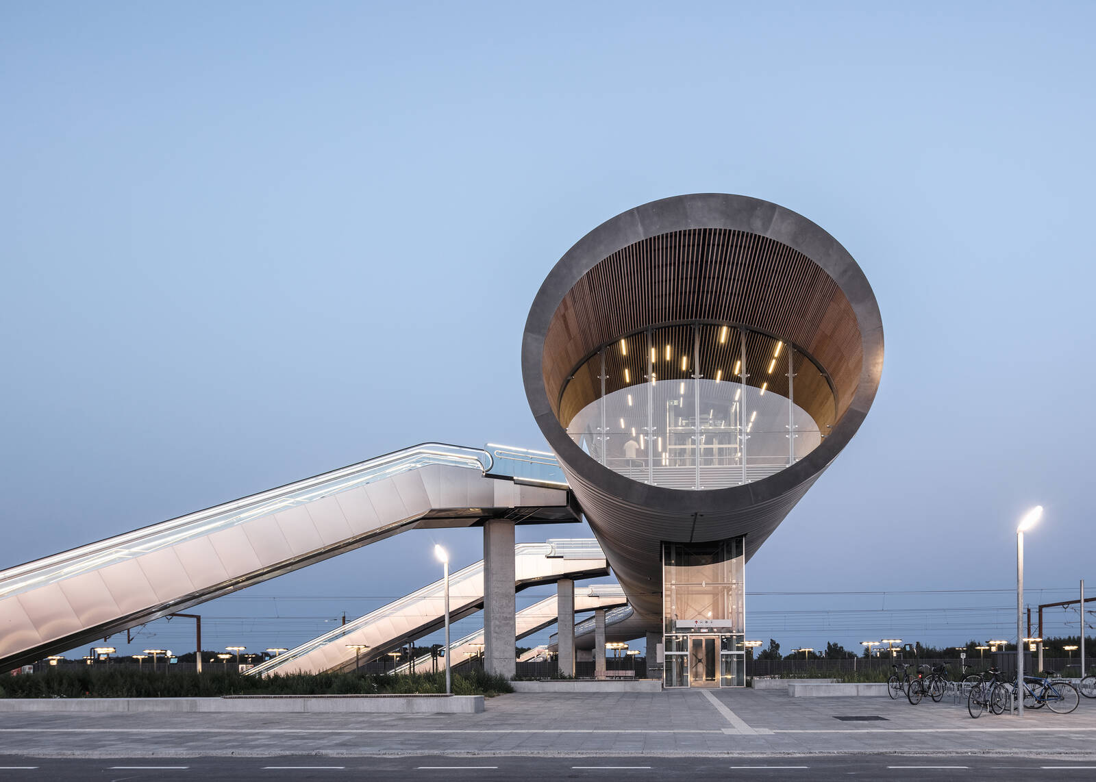 cobe koge nord station exterior end dusk cobe koge nord station exterior end dusk