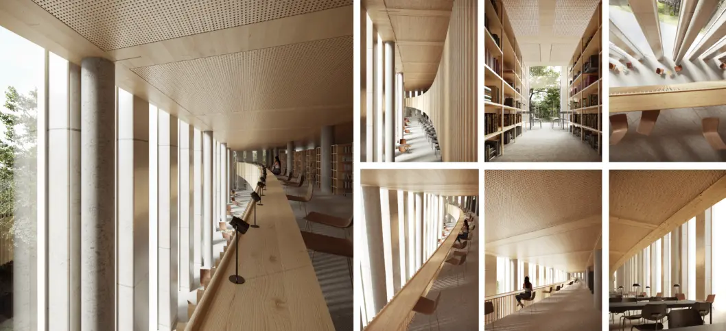 190 cobe goteborg university library interior collage