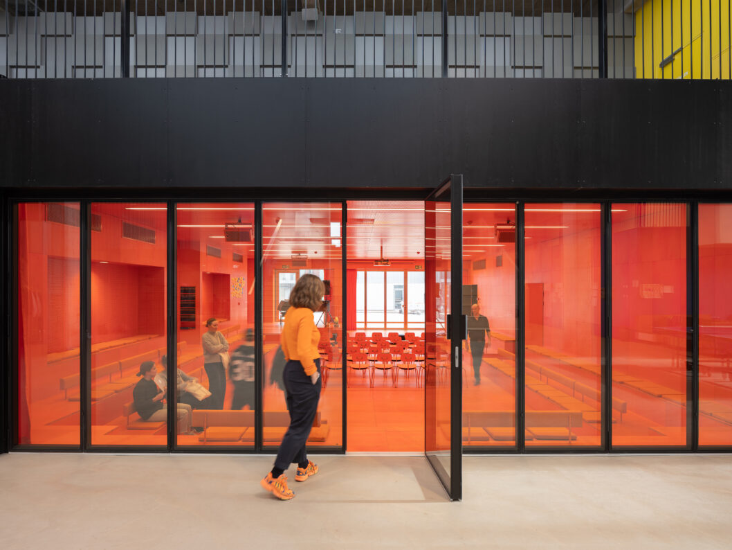 310 cobe roskilde festival hojskole interior red 310 cobe roskilde festival hojskole interior red