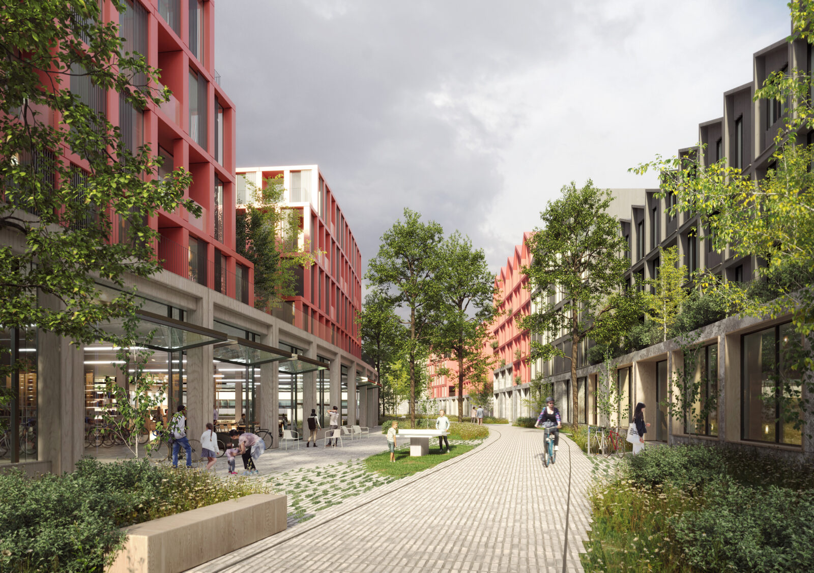 200 cobe jernbanebyen green road space render 200 cobe jernbanebyen green road space render
