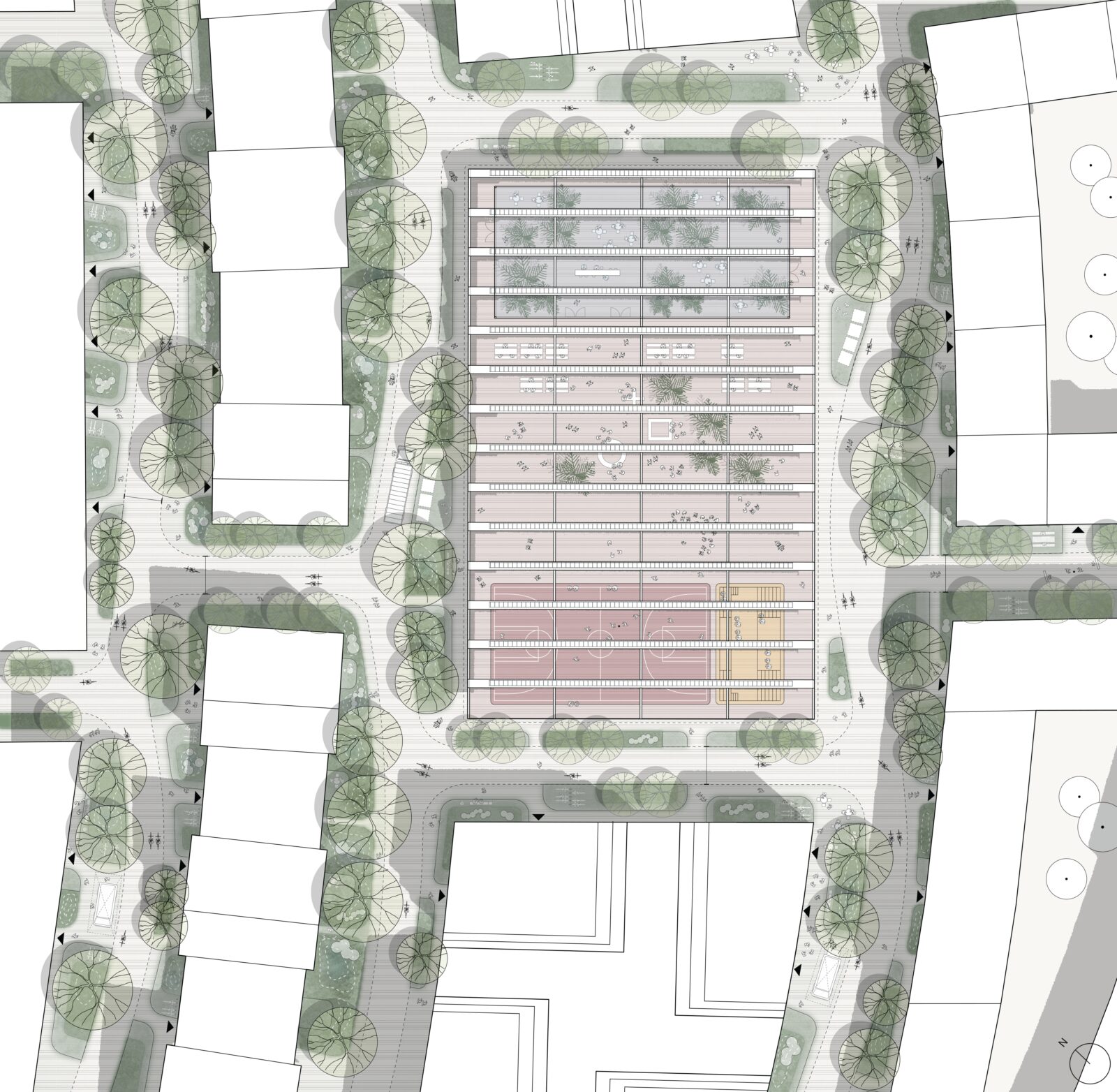 220 cobe jernbanebyen neighbourhood plaza plan