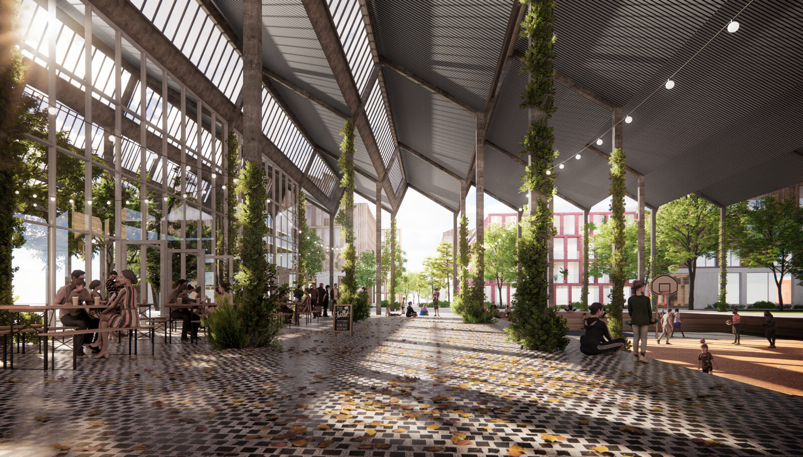 370 cobe jernbanebyen neighbourhood plaza render 370 cobe jernbanebyen neighbourhood plaza render